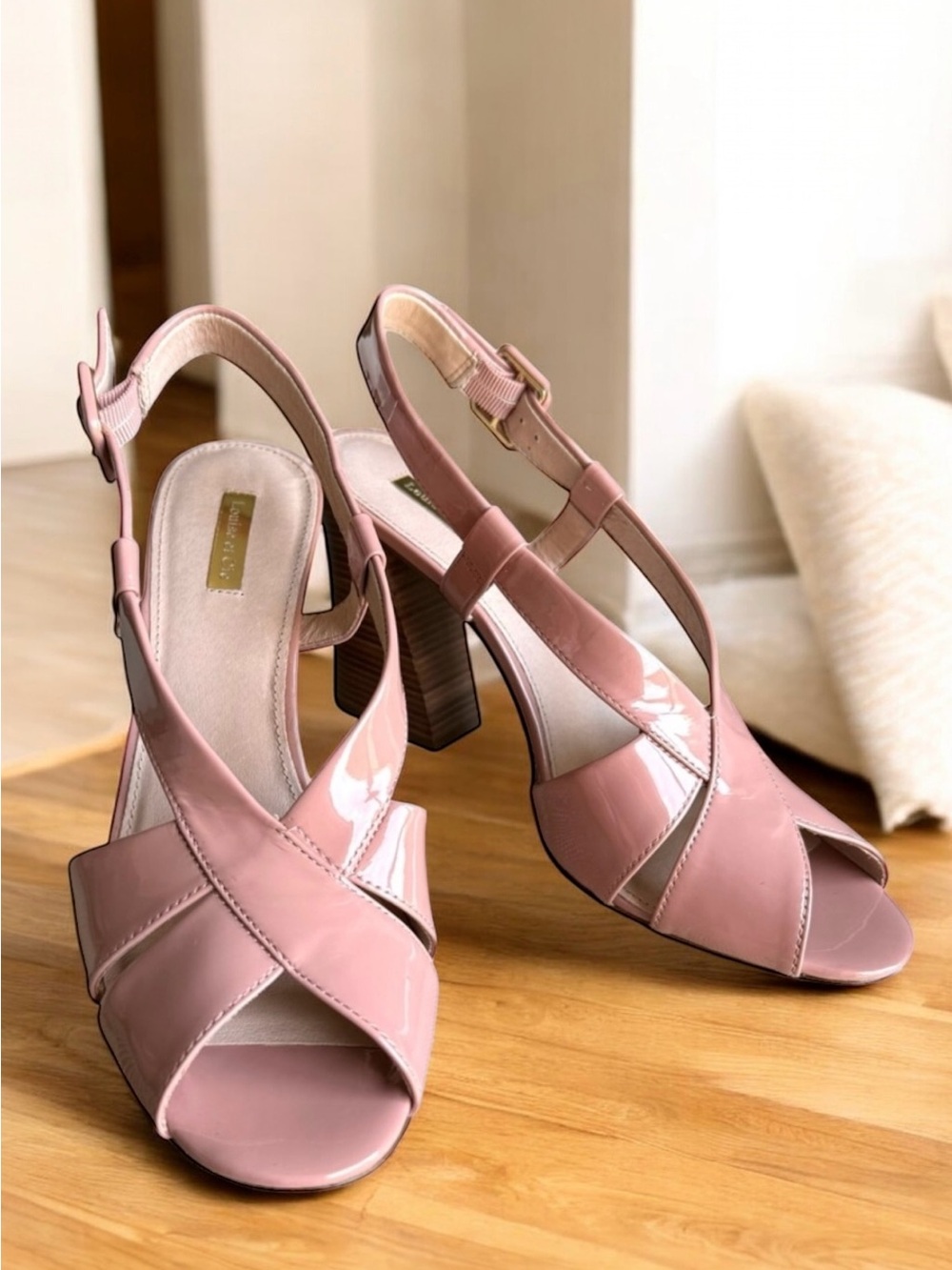🆕 Louise et Cie Kalee Patent Leather Sandals Heels Pink Blush